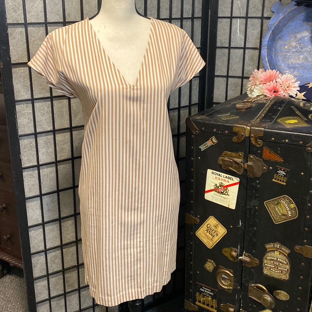 Madewell Button-Back Easy Dress In Stripes